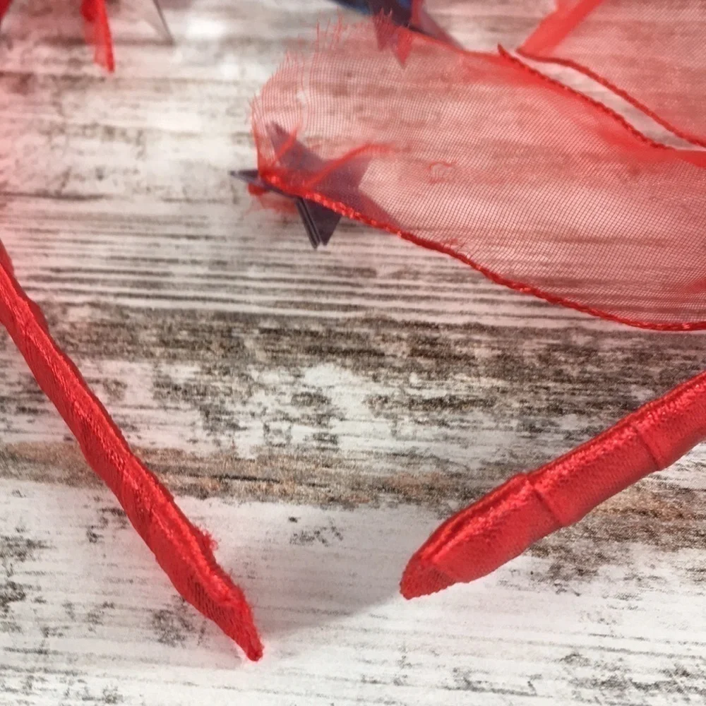 Patriotic Red White Blue Ribbon Hair Bow Headband